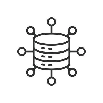 Database icon in line design. data storage, server database, information system Stock Illustration