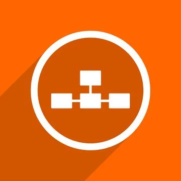 Database icon. Orange flat button. Web and mobile app design illustration Stock Illustration