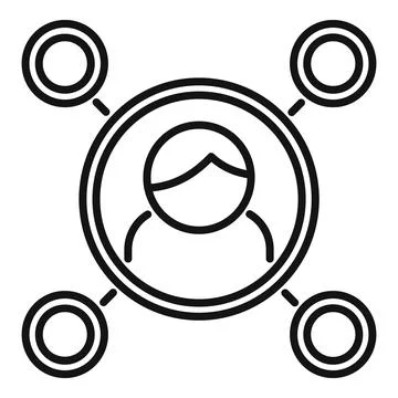 Database icon outline vector. Crm data Illustrazione stock