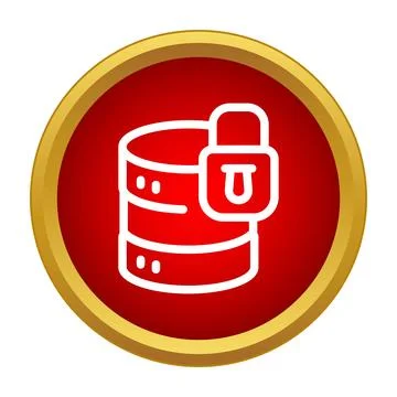 Database icon with padlock representing data security Stock Illustration
