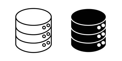 Database icon. Style is flat and line symbol Stock Illustration