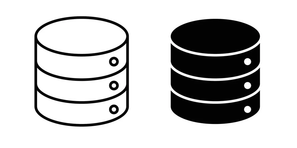 Database icon thin line and clipart style vector set Illustrazione stock