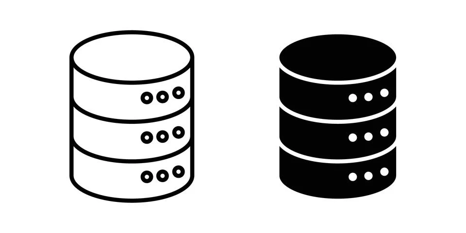 Database icon thin line and clipart style vector set Illustrazione stock