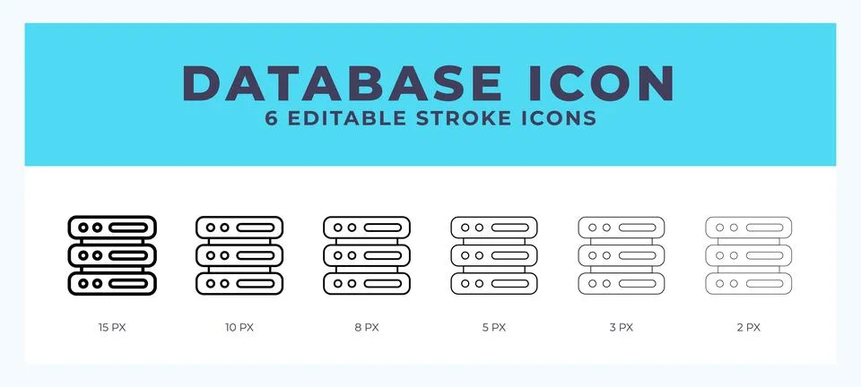 Database icon in thin line. Bold line. Regular line. Editable stroke. Stock Illustration