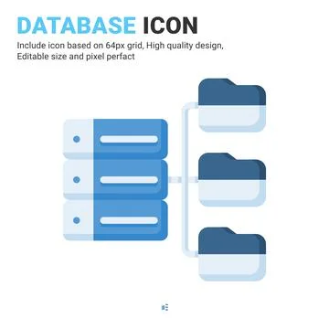 Database icon vector with flat color style isolated on white background Illustrazione stock