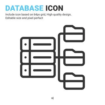 Database icon vector with outline style isolated on white background Illustrazione stock