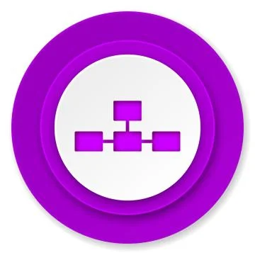 Database icon, violet button.. Illustrazione stock