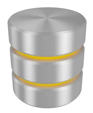 Database icon with yellow elements perspective view Illustrazione stock