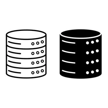 Database Icons. Black and White Vector Icons. Information that is Stored in.. Stock Illustration