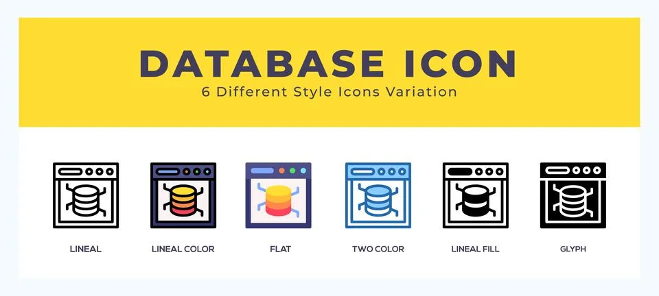 Database icons set. Different style of icons simple vector illustration. Ilustração Stock