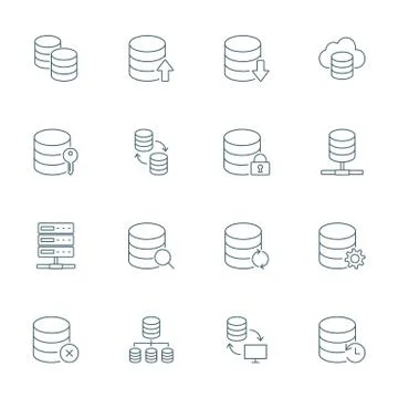 Database icons set Stock Illustration