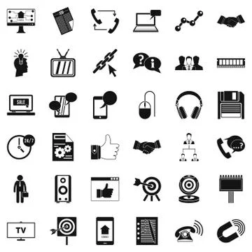 Database icons set, simple style Stock Illustration