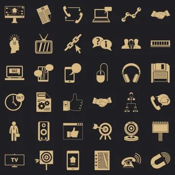 Database icons set, simple style Stock Illustration