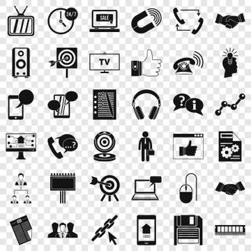 Database icons set, simple style Illustrazione stock
