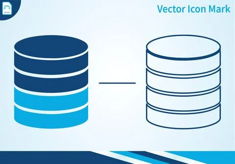 Database icons solid and outline isolated. Stock Illustration