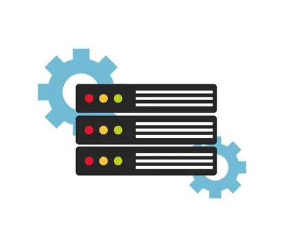 Database illustration of server and cog wheels イラスト素材