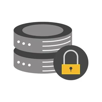Database illustration of server and padlock イラスト素材