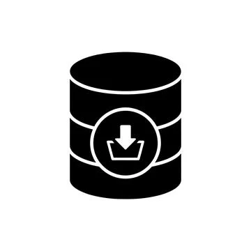 Database Import Data Black Filled Style Icon 库存插图