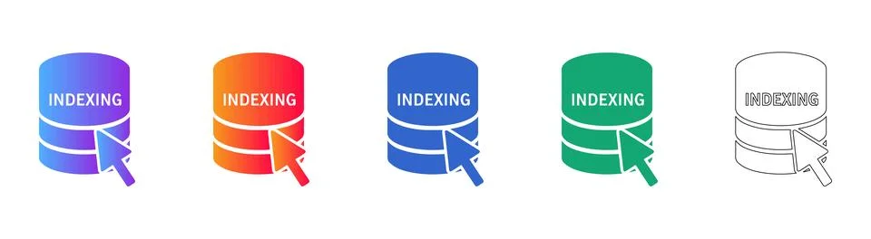 Database Indexing Process Icons Stock Illustration