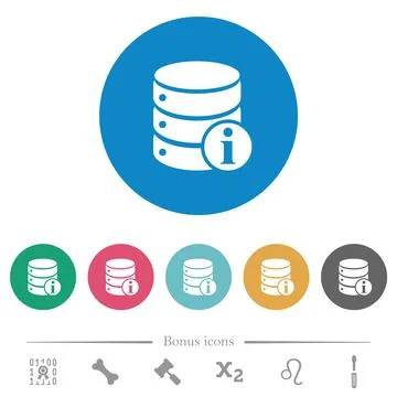 Database info flat round icons Stock Illustration