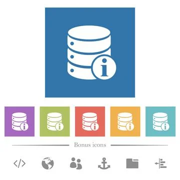 Database info flat white icons in square backgrounds 库存插图