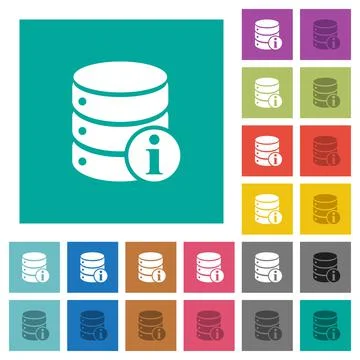 Database info square flat multi colored icons Ilustración de archivo