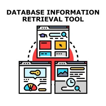 Database information retrieval and online data accessing tool Stock Illustration