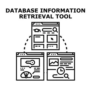 Database information retrieval and online data accessing tool Stock Illustration