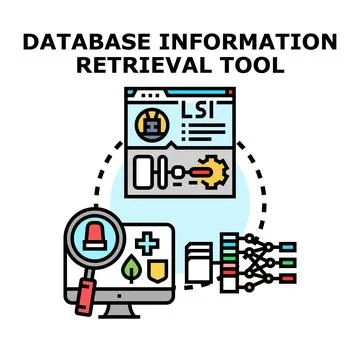 Database information retrieval tool digital concept illustration Stock Illustration