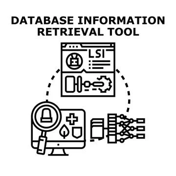 Database information retrieval tool digital concept illustration Stock Illustration