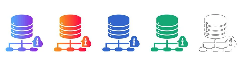 Database Information Security and Networking Icons Illustrazione stock