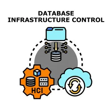 Database infrastructure control concept managing digital information systems 스톡 일러스트