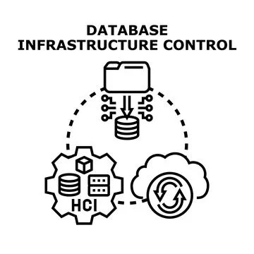 Database infrastructure control concept managing digital information systems Stock Illustration