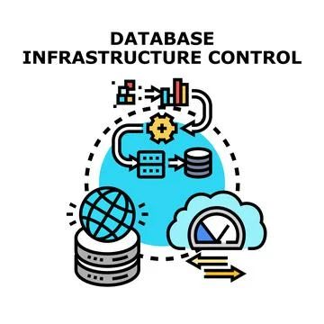 Database infrastructure control system managing digital data Stock Illustration