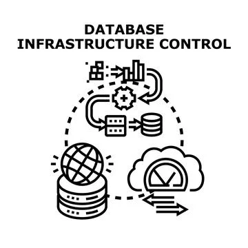 Database infrastructure control system managing digital data Stock Illustration