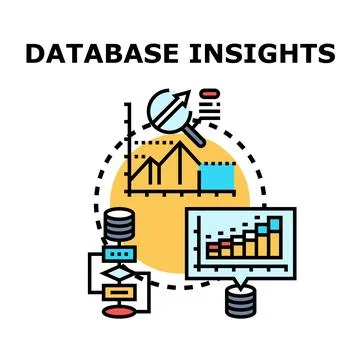 Database insights analyzing information for data management Stock Illustration