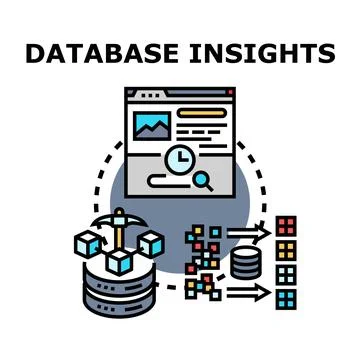Database insights analyzing processing information data mining concept Stockillustratie