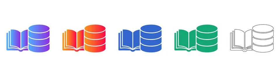 Database Knowledge Base Vector Icon Set Stock Illustration