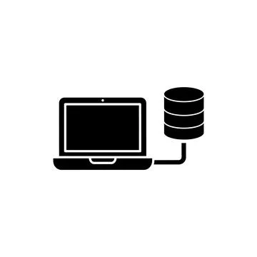 Database on Laptop Screen Black Filled Style Icon Stock Illustration