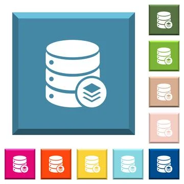 Database layers white icons on edged square buttons イラスト素材