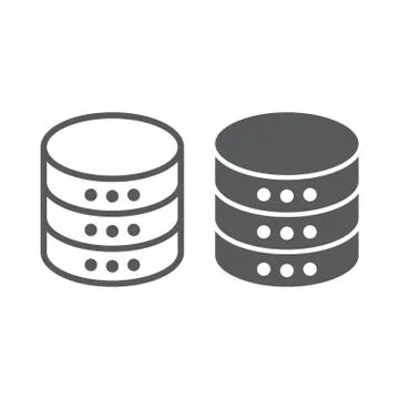 Database line and glyph icon, data Stock Illustration