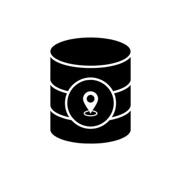 Database Location Mapping Black Filled Style Icon Illustrazione stock