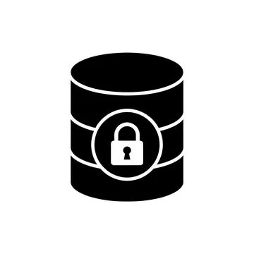 Database Lock Security Black Filled Style Icon Stock Illustration