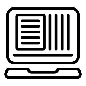 Database locked loaptop icon, outline style Stock Illustration