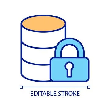 Database locking RGB color icon 스톡 일러스트