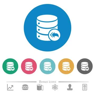 Database loopback flat round icons Stock Illustration