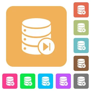 Database macro next rounded square flat icons Stock Illustration