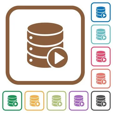 Database macro play simple icons Stock Illustration