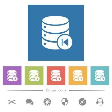 Database macro prev flat white icons in square backgrounds 库存插图