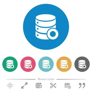 Database macro record flat round icons Stock Illustration